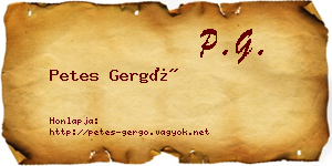 Petes Gergő névjegykártya